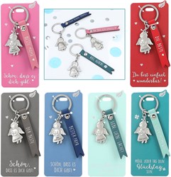 Depesche angel keychain lucky charm with message and faux leather band