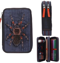 Depesche Adventure World pencil case - 2 compartments, spider, blue, school supplies