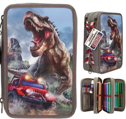 Depesche dino pencil case - 3-compartment school pouch NEW WORLD