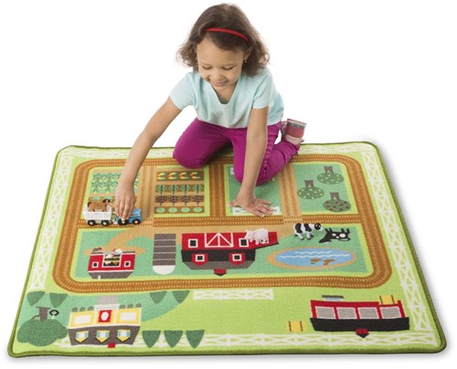 Melissa & Doug farm play mat with animals and tractor - play rug-3