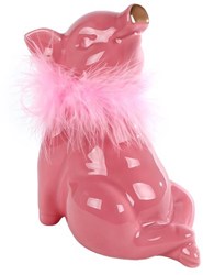 Spaarpot "Pig Lady" roze aardew 13,5x9,5x16cm