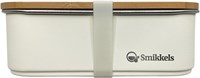 Smikkels lunchbox - bamboo lid - white - stainless steel 900ml