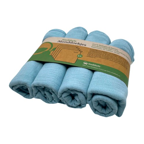 Smikkels baby burp cloths set blue - organic cotton muslin-2