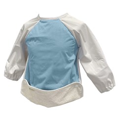Smikkels baby bib with sleeves - blue - water-repellent - adjustable