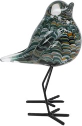 Van Manen decorative sculpture bird grey glass 11.5x8.5x16cm