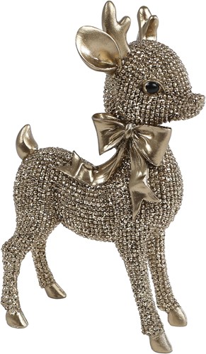 Van Manen sculpture deer polystone glitter gold decoration set-2
