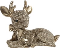 Van Manen sculpture deer polystone glitter gold decoration set-3