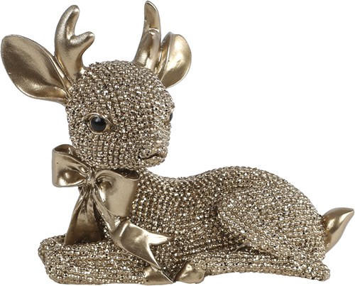 Van Manen sculpture deer polystone glitter gold decoration set-3