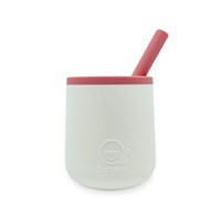 Smikkels silicone kids cup - white pink - straw cup baby toddler-2