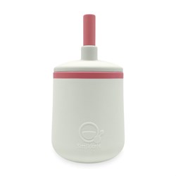 Smikkels silicone kids cup - white pink - straw cup baby toddler