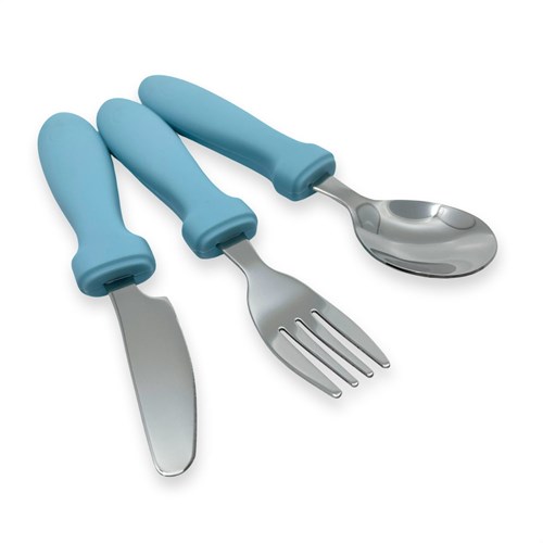 Smikkels - Silicone children's cutlery 3-piece - Blue