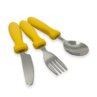 Smikkels silicone children's cutlery set 3-piece yellow - toddler cutlery