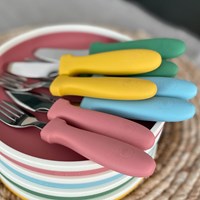 Smikkels silicone children's cutlery set 3-piece pink - toddler cutlery-2