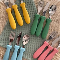 Smikkels silicone children's cutlery set 3-piece pink - toddler cutlery-3