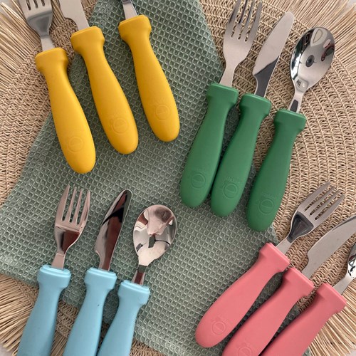 Smikkels silicone children's cutlery set 3-piece pink - toddler cutlery-3