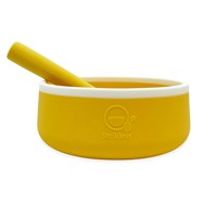 Smikkels silicone kids bowl with spoon yellow baby tableware-2