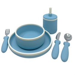 Smikkels silicone children's dinnerware set blue - durable tableware