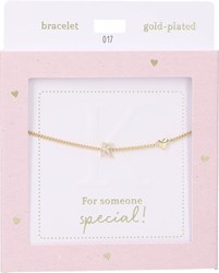 Depesche bracelet Heart of Gold with letter K - gold-coloured and crystal