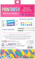 Ooly acrylic paint set pastel colors - 12 colors and 2 brushes painting-2