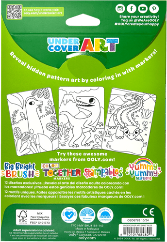 Ooly coloring activity dino patterns - 12 hidden art cards-2