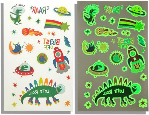 Ooly temporary glow-in-the-dark tattoos toy Zero Gravity Dino set