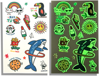 Ooly temporary glow tattoos toy - Glow in the Dark set of 3 sheets