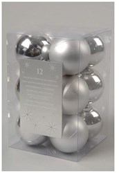 Decoris Christmas baubles plastic 12 pieces silver 6cm tree