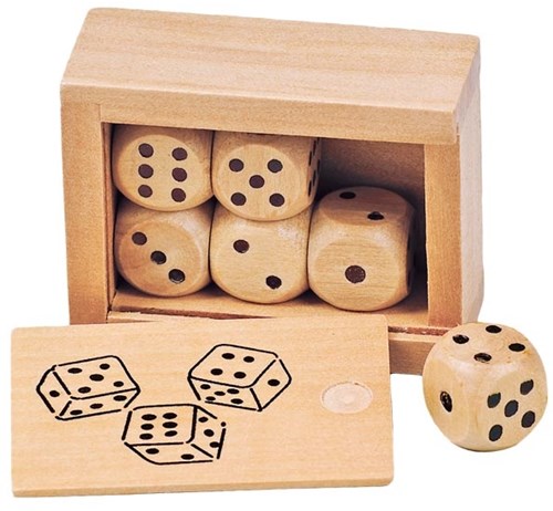 Goki dice set wood in wooden box game