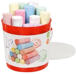 Goki sidewalk chalk bucket - 15 large chalks for outdoor drawing