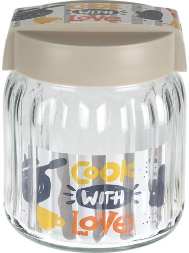 Excellent Houseware glass storage jar 1L with lid kitchen organizer