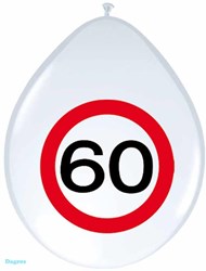 Balloons road sign 60 years latex party decoration 8 pcs red white