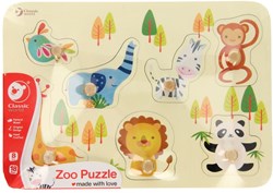Classic World Houten Noppenpuzzel Wilde Dieren, 7st.