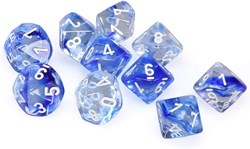 Chessex dice Nebula Dark Blue/white D10 set - 10 pieces