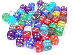Chessex dice set - 50 pieces translucent D6 12mm multicolor