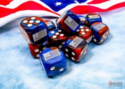 Chessex dice Gemini blue-red/white 16mm set of 12 pieces
