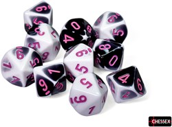 Chessex dice set - Gemini Black-White/pink D10 - 10 pieces