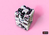 Chessex dice set 12mm black-white pink - 36 pieces d6-2