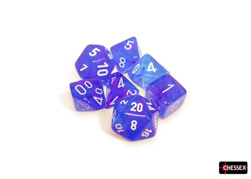 Chessex dice Nebula Aura white Luminary set 7 pieces polyhedral