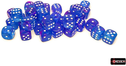 Chessex dice Nebula 12mm d6 Aura/white Luminary set 36 pieces