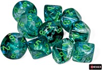 Chessex dice Borealis kelp light green Luminary D10 set 10 pieces