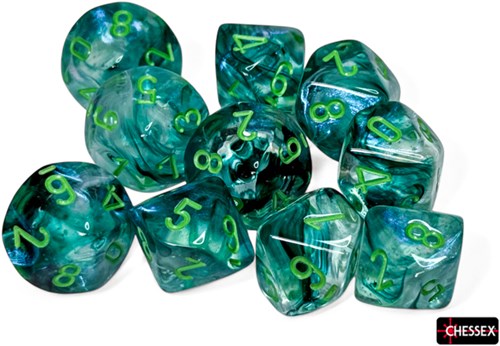 Chessex dice Borealis kelp light green Luminary D10 set 10 pieces
