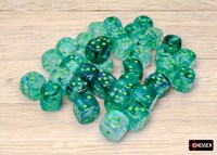 Chessex dice Borealis 12mm d6 kelp light green Luminary set 36 pieces-2