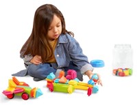 Bristle Blocks construction set 80 pieces in storage pot - colorful building toy-2