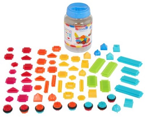 Bristle Blocks construction set 80 pieces in storage pot - colorful building toy
