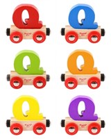 BigJigs wooden train letter Q - colorful name train letter for kids-2