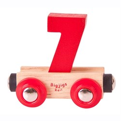 BigJigs wooden number wagon toy train - number 7 - colourful
