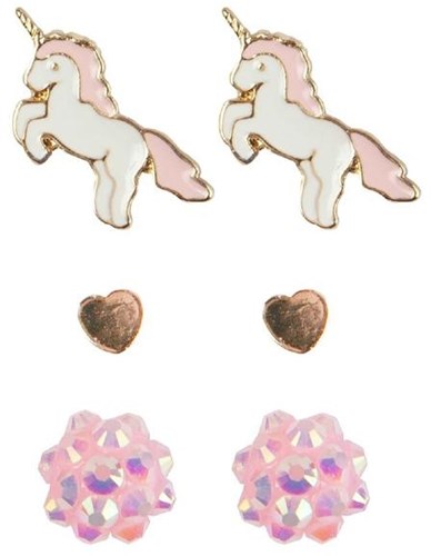 Great Pretenders unicorn earrings set - 3 pairs, kids jewellery
