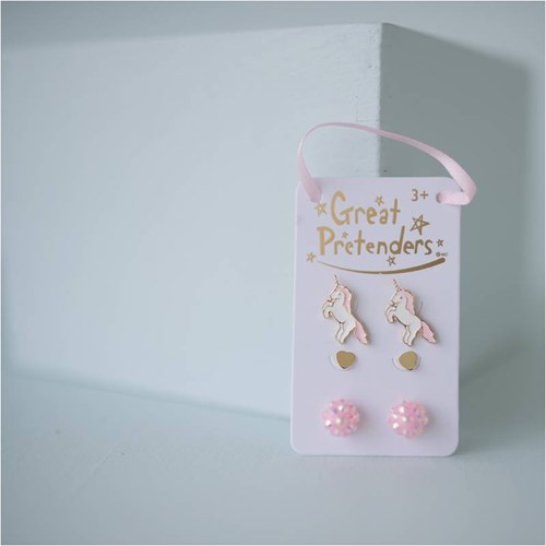 Great Pretenders unicorn earrings set - 3 pairs, kids jewellery-2