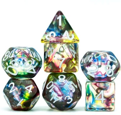 Foam Brain Games dice Northern Lights set - colorful RPG dice