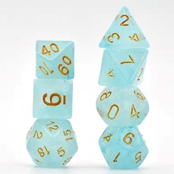 Foam Brain Games dice set Cyan Silk Translucent for RPG games